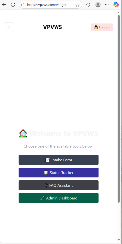 Portal home (widget hub)